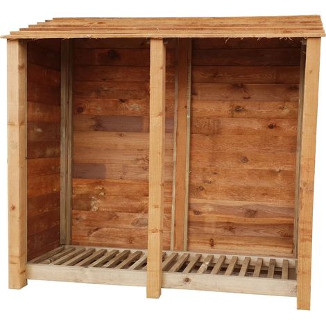 Wooden Log Store, W227xH180cm (Brown finish)
