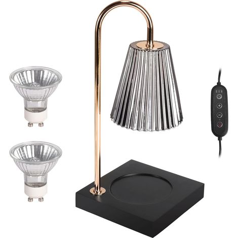 Scaldacandele a intensità regolabile con 2 lampadine, ideale per casa, ufficio, camera da letto, soggiorno e come regalo (grigio fumé con timer). (1/5)