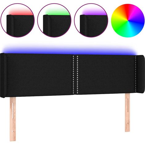 Maison Exclusive - Cabecero con LED de tela negro 147x16x78/88 cm (1/5)