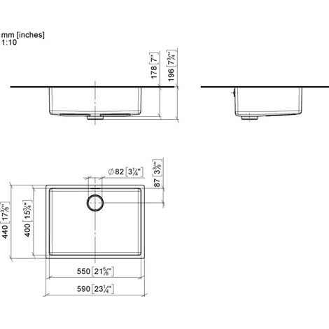 DORNBRACHT 38550004-86 Évier individuel SÉRIE NEUTRE 38550004