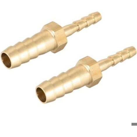Raccord cannelé laiton réducteur droit 8 mm x 4 mm - LON® - tuyau air eau - 42 mm - étanche haute température (1/3)