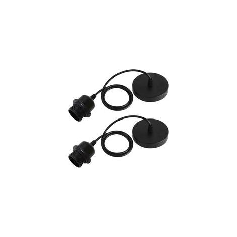 Lot de 2 Suspension E27 Avec Anneau à Vis, Câble Réglable 100CM, E27 Porte Lampe Suspension, Compatible Avec Abat-jour, pour Éclairage au Plafond Salon, Chambre(Noir)