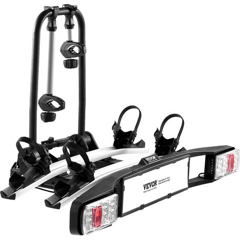 Vevor – Porte-vélos sur attelage 2 vélos jusqu'à 65 kg – Verrouillable avec feu arrière – Inclinaison pour accès coffre – Compatible récepteurs 5 cm