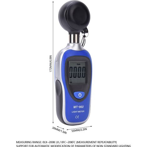 MT-902 Luxmètre numérique LCD, photomètre, testeur FC 0-200K Lx/0-20K FC (1/4)