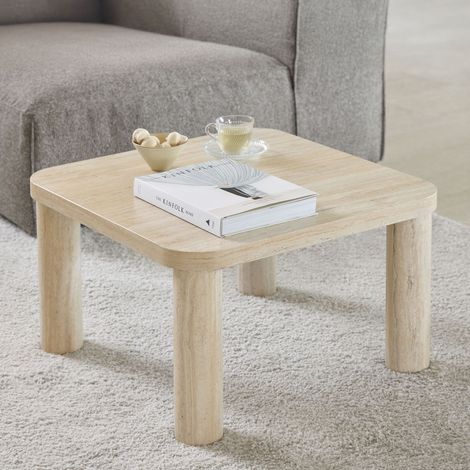 Table basse 60x60x36cm effet marbre naturel - SOLANO