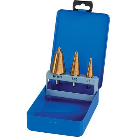 Serie 3 utensili conici allargafori 3-30.5 mm gambo cilindrico Fervi a014/03-30s (1/3)