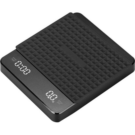 longziming, Precisión de 0,1 g, Pantalla LCD, Recargable mediante USB tipo C, Color negro, Compacta y resistente al calor (1/5)