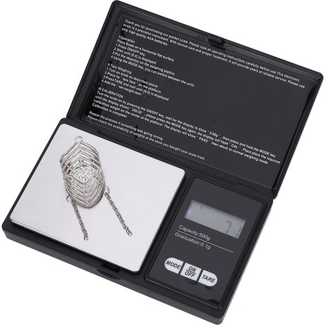 Kompakte Taschenwaage mit hoher Genauigkeit und digitaler LED-Anzeige für Gold-, Silber- und Diamantschmuck (500 g/0,1 g) (1/5)