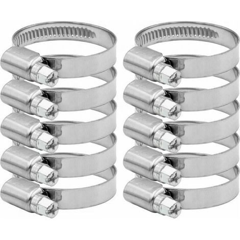 10pcs Adjustable Hose Clamps 27-51mm 304 Stainless Steel Hose Clips for Household Water Pipe, Home Gas, Automotive Pipe (12mm) MUMU