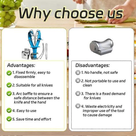 Affûteur de couteaux en acier inoxydable avec support, outil d'entretien et d'affûtage des couteaux de cuisine et de boucher, permet d'affûter les couteaux. (1/5)