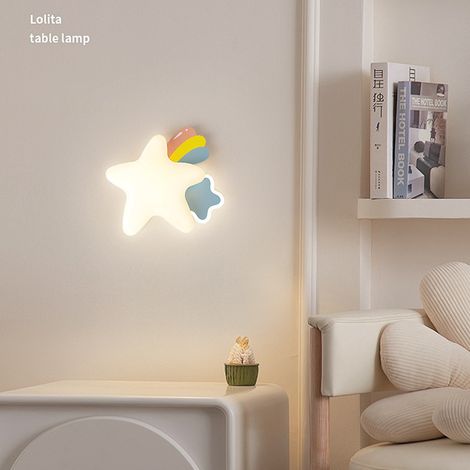 Applique murale LED étoile, 12W, 3 couleurs dimmables, pour chambre d'enfant, style crème,bleu (1/4)