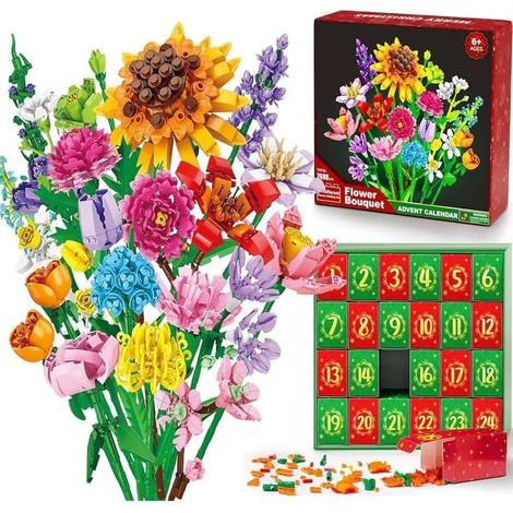 Adventskalender 2025 - Große Blume - Weihnachtsblöcke - Geschenk für Erwachsene - Countdown - Weihnachtsdekoration (A) (1/5)