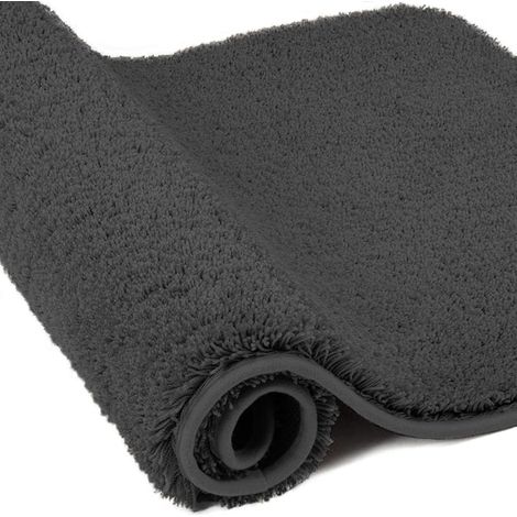 Tapis de bain en microfibre, paillasson, 3,5 cm d'épaisseur, tapis de bain ultra-épais et ultra-absorbant, 50 x 80 cm, gris foncé