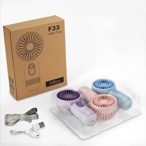 Mini Ventilateur - 3 Vitesses - Portable Poche Bureau Extérieur Voyage - 5,2 x 2,5 x 1,6 Pouces - Batterie Rechargeable USB - Lot de 3 (1/5)