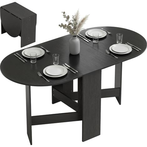 HOMCOM mesa plegable de comedor, mesa de cocina plegable ovalada, con alas abatibles, hasta 6 personas, 163x80x75 cm, negro