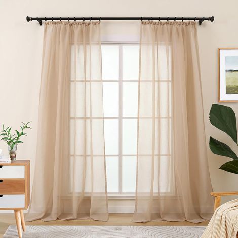 Rideaux Beige pour Salon, Modernes, avec Galon Fronceur, Rideaux Décoratifs Prêts à l'emploi, pour Chambre à Coucher, Fenêtre, 225 Cm de Long Lot de 2 (1/5)