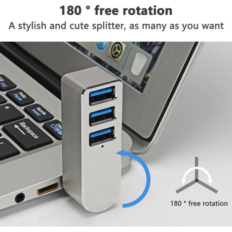 Cet adaptateur multiport compact est doté d'un connecteur USB A vers USB C avec trois ports USB 3.0 pour une connexion instantanée et une fonctionnalité plug-and-play, adapté à votre ordinateur portab