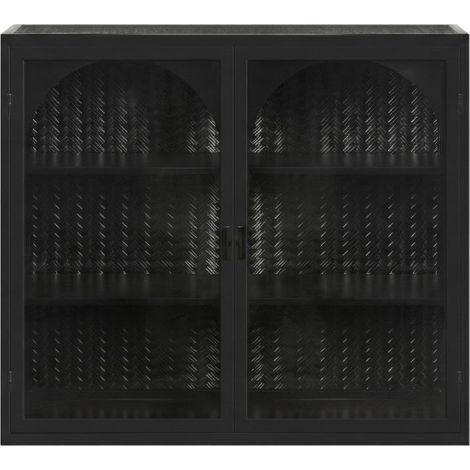 ELVMI Armoire murale avec 2 Portes et 3 Niveaux de Rangement, Étagère Amovible, pour Salle de Bain, en Métal, 60 × 23 × 70 cm, Noir (1/4)