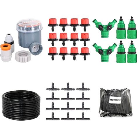Système d'irrigation goutte à goutte DIY, Débit d'eau réglable, Kit de jardin complet, Q kit (1/2)