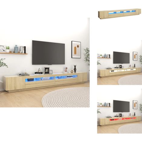 TV-Schrank mit LED-Leuchten Sonoma-Eiche 300x35x40 cm - TV Schrank - Holzwerkstoff Möbel - Sonoma Eichen Dekoration - LED Beleuchtung - Fernseher Stand