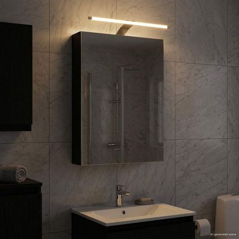 vidaXL Armario con espejo de baño Roble Negro 40 x 10,5 x 60,5 cm (1/5)