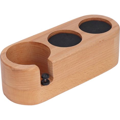Kaffeestampferständer mit Holzsockel – Aufbewahrungsstation für Kaffeefilter, 58-mm-Tamperhalter aus Buchenholz mit 3 Löchern (1/5)
