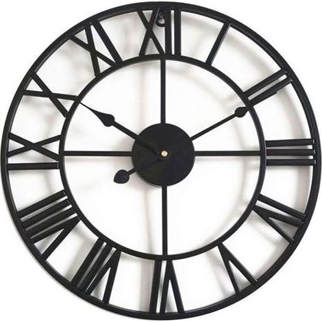 pair Horloge Murale Silencieuse Vintage, 40cm Squelette en Métal Horloge, Salon Cuisine Café Hôtel Bureau Décor À La Maison Horloge (Noir) (1/5)