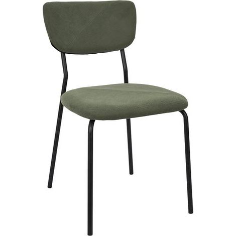 Lot de 4 Chaises - HOME DECO FACTORY - Jules - Côtelées - Confortables - Vert (1/5)