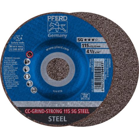 PFERD TOOLS CC-GRIND STRONG Schleifscheibe 115x22,23 mm COARSE Leistungslinie SG STEEL für Stahl 10 Stk (1/5)