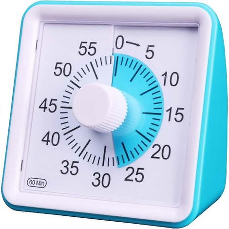 Minuteur analogique visuel, compte à rebours silencieux, outil de gestion du temps pour enfants et adultes (bleu) (1/5)