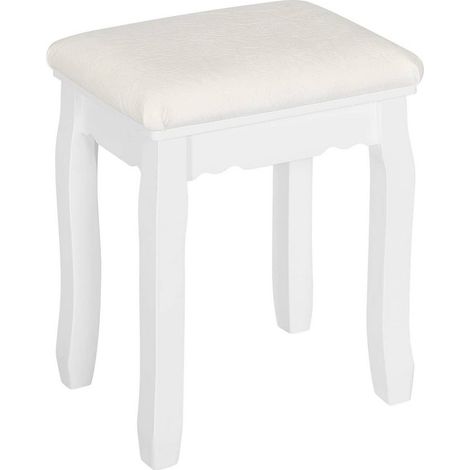 WOLTU Schminkhocker Sitzhocker Klavierhocker Samt Massivholzbeine, Weiß (1/5)