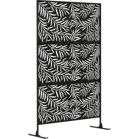 Paravent noir en acier résistant aux intempéries, dimensions 122 x 45 x 198 cm, brise-vue pour jardin ou terrasse. (146 caractères) (1/5)