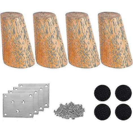 Pieds de meubles, lot de 4 pieds de meubles en bois, pieds de table en bois (ensemble cadeau)