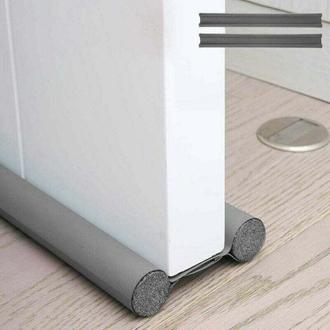 XVX Lot de 2 bas de porte à double isolation, boudin anti-courant d'air froid, protection de bas de porte à double isolation contre les courants d'air et le bruit (gris) (1/4)
