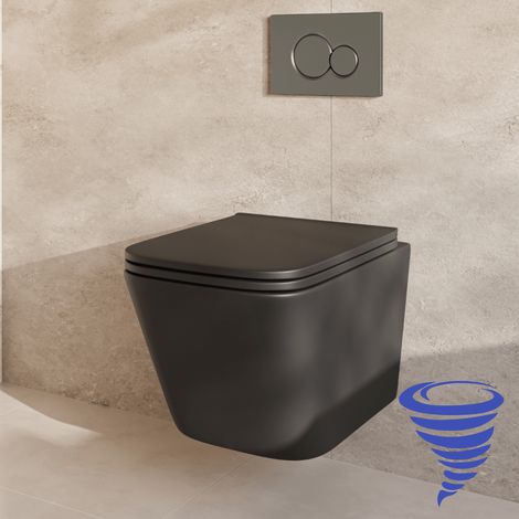 LOMAZOO Pack WC suspendu avec réservoir encastré carré noir - (1/5)