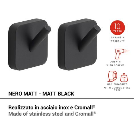 GEDY TO271400100 TONGA Percha Negro Mate - ref: TO271400100