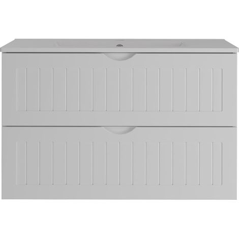 Mueble lavabo individual encastrado 80cm Soline Blanco (1/5)