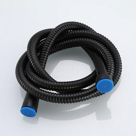 (Schwarz) 1,5 m (59 Zoll) knickfester, flexibler Duschschlauch aus Edelstahl mit Anschlüssen aus massivem Messing