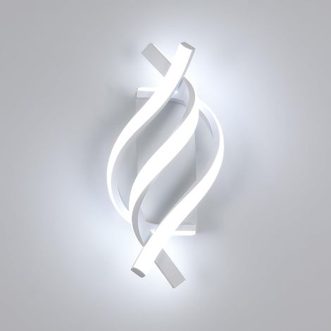 Aplique de pared LED moderno de 18 W, lámpara de pared LED curva en espiral, iluminación de pared para salón y escalera, blanco frío 6500 K (blanco) (1/5)