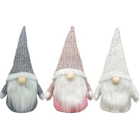 Schwedische Weihnachtsplüsch-Gnome, Tomte, Weihnachtsmann, Elfenornamente, Weihnachtsdekoration, Geschenke (grau + rosa + weiß) (1/5)
