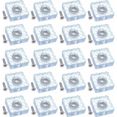 20x Antidérapant Silencieux 30mm Grand Protecteur Sol Silicone Patins de Meubles Planeurs avec vis pour Pieds canapé Table Bureau, Coussinets Chaise carrés Caoutchouc à Visser pour parquet (1/5)