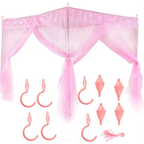 Voile De Lit - Filet Anti-Moustiques - Ouvertures Sur Trois Côtés - Pour Lit Poste - Polyester - 1 Pièce (1/5)