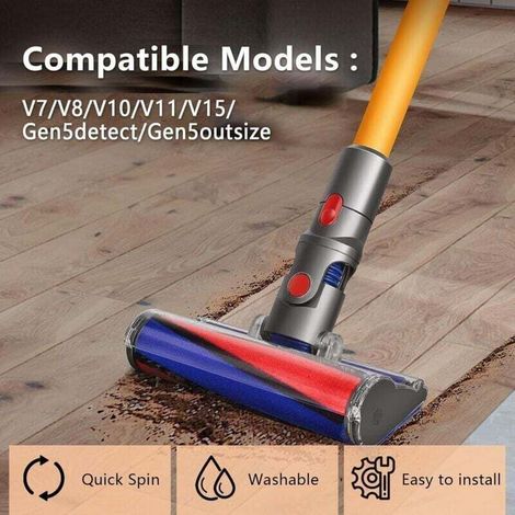 Brosse de sol à rouleau souple - Accessoire pour aspirateur Dyson V8(SV10) V10(SV12) V11(SV14) V15, brosse électrique à rouleau souple pour sols durs (1/5)