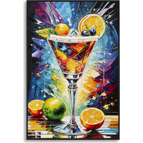 Impression sur toile Cocktail laquée avec cadre -A- 62 x 3,5 x 92 cm (1/5)