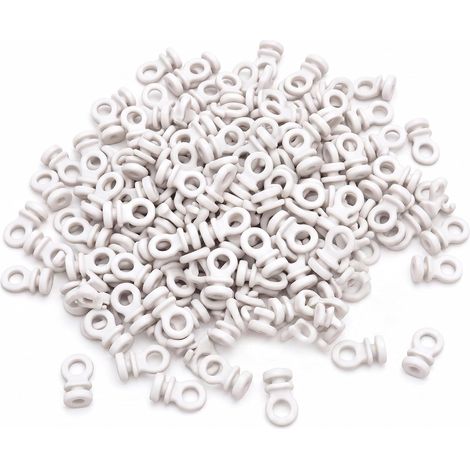 100 pezzi di cursori per tende silenziosi e scorrevoli, ganci scorrevoli per tende in plastica bianca, senza rumore, cursori per aste per tende per finestre, docce e roulotte, fissaggio robusto anti-c (1/5)