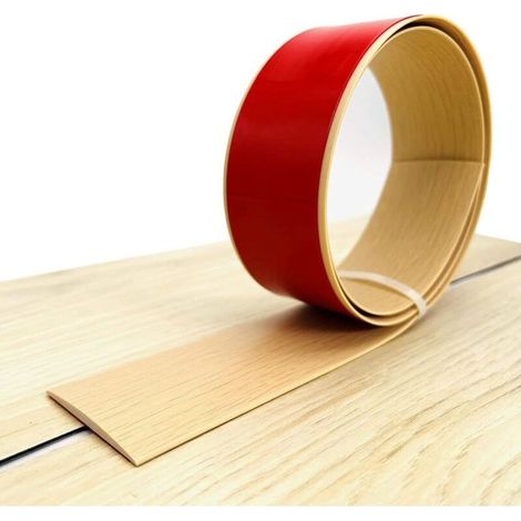 Bande de transition auto-adhésive pour revêtement de sol, bande de bord lisse pour revêtement de sol composite, 5 cm de large (1 mètre, beige). (1/5)