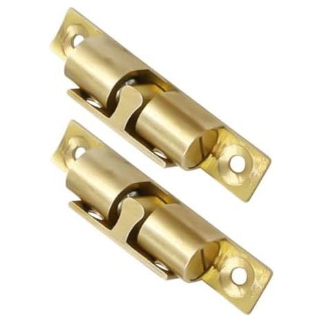 Loquet de Meuble en Cuivre Ressort Intégré, Butée à Rouleau Billes Dorée, Facile Installer, pour Porte D'armoire et Placard, Lot 2 Pièces - (1/5)