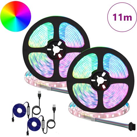 Bande LED 2 pcs Noir et Transparent 5500 mm Cuivre et plastique