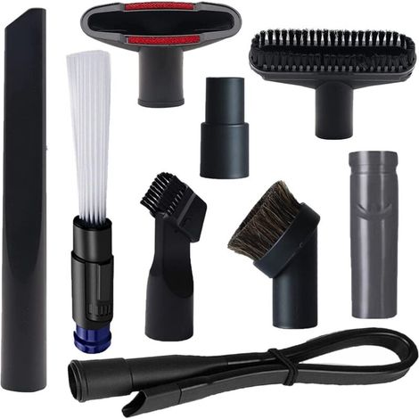 9-teiliges Shop-Staubsaugerbürstenset mit 1 1/4 Zoll bis 1 3/8 Zoll Staubsaugerschlauchadapter und Adapter für Dyson V6, Haushaltsreinigungszubehör-Bürstenset