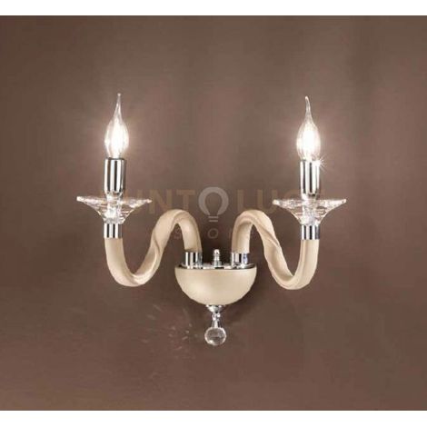 APPLIQUE GALA 2 LUCI ATTACCO E14 TORTORA E CROMO L.37CM